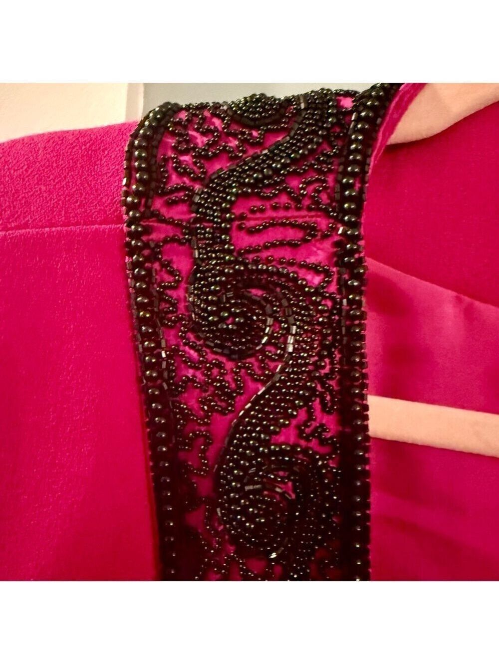 OLEG CASSINNI by Black Tie II Hot Pink wool beaded jacket. Size 16 - Picture 5 of 9